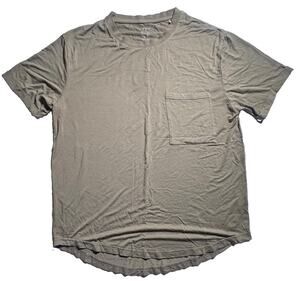 Little Bipsy Unisex T Shirt Small Taupe Bamboo Stretch Pocket Tee Hi Low Hem